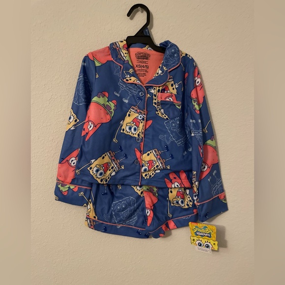 SpongeBob SquarePants Girls Long Sleeve Pajama Set - Blue and Pink size XS 4/5 - Picture 5 of 5
